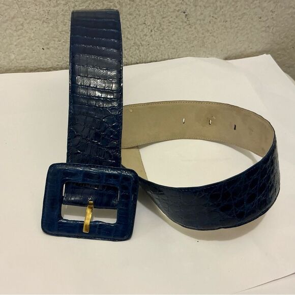 Nancy Gonzalez Midnight Blue genuine Crocodile Belt